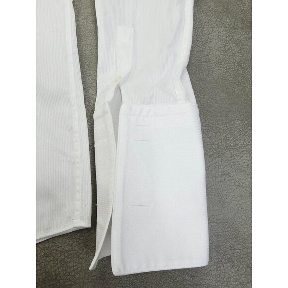 Hugo Boss Sharp Fit Size 15.5 34-35 White Stripe French Cuff Hidden Button Shirt - Picture 6 of 11